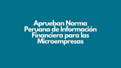 Aprueban Norma Peruana de Información Financiera para las Microempresas