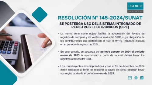Se posterga el uso del Sistema Integrado de Registros electrónicos (SIRE)