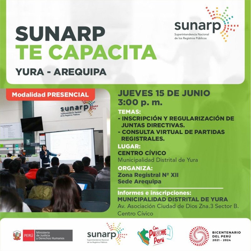 #SunarpTeCapacita | Conoce todo sobre la inscripción y regulación de juntas directivas y la consulta virtual de partidas registrales