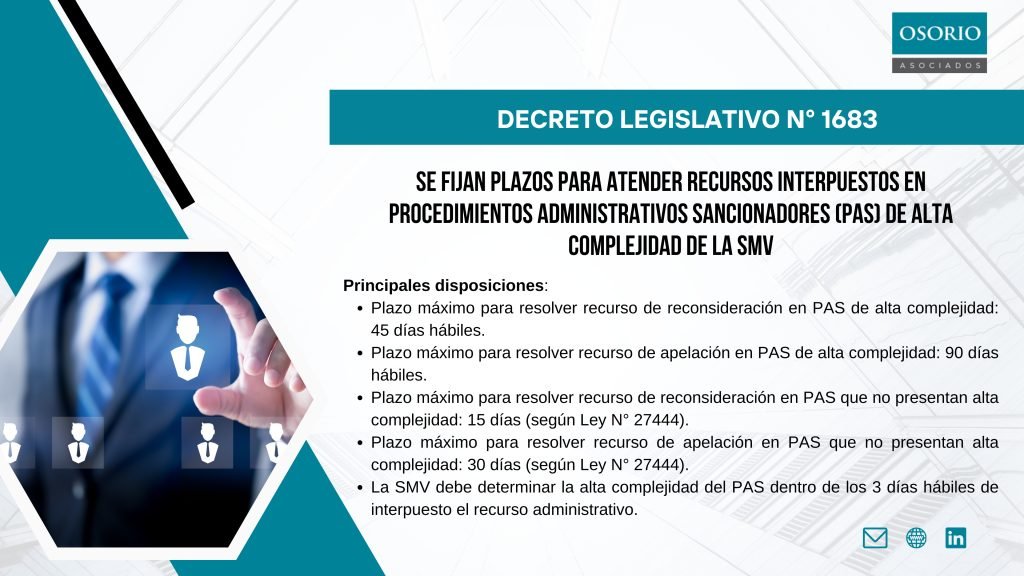 Se fijan plazos para atender recursos interpuestos en Procedimientos Administrativos Sancionadores (PAS) de alta complejidad de la SMV